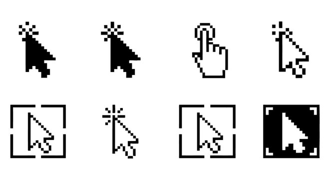 mouse cursor icon set, mouse click icon, arrow cursor, hand pointer icon, clicking cursor, hover cursor, drag cursor, select cursor, pixel cursor icon, pixel art cursor, retro cursor, 8bit cursor, 16b
