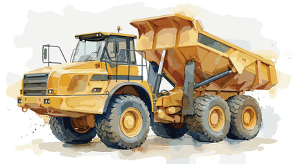Obraz premium Yellow dump truck on construction site