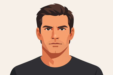 Obraz premium Young man serious expression vector portrait, avatar for user profile with strong masculinity concept
