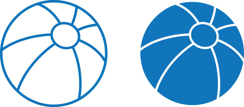 Blue and white beach ball illustrations side by side