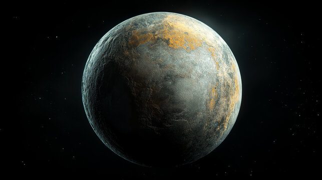 Rocky exoplanet in deep space realistic 3D render