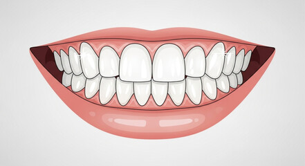 Detailed illustration of a full set of human teeth. © izas