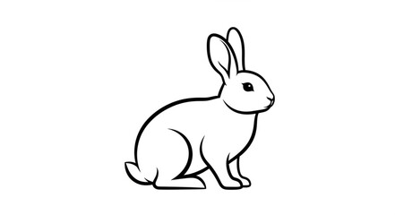 Obraz premium Elegant Line Art Depiction of a Sitting Rabbit.