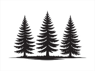 Obraz premium Fir trees silhouettes vector set, Pine Trees Silhouette Vector Illustration
