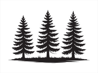 Fototapeta premium Fir trees silhouettes vector set, Pine Trees Silhouette Vector Illustration
