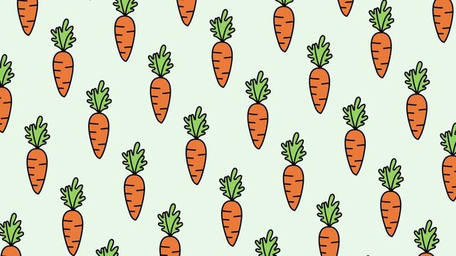 Hand Drawn Orange Carrot Pattern for Healthy Food Illustrations