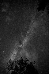 Fototapeta premium Night sky, outer space and stars in universe, cosmic energy and constellation with texture, galaxy or solar system. Empty, astronomy and cosmos with dark matter, science or astrology for milky way
