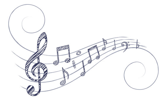 A symbol with stylized music notes.