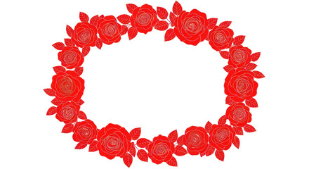 Red Rose Floral Wreath Frame - Romantic Border for Cards and Invitations © gan