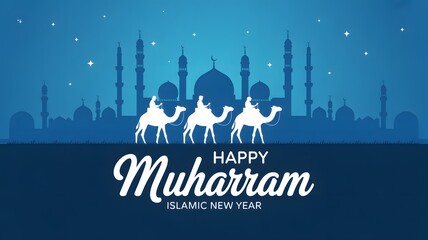 Obraz premium Celebrating the arrival of the islamic new year with a beautiful muharram illustration