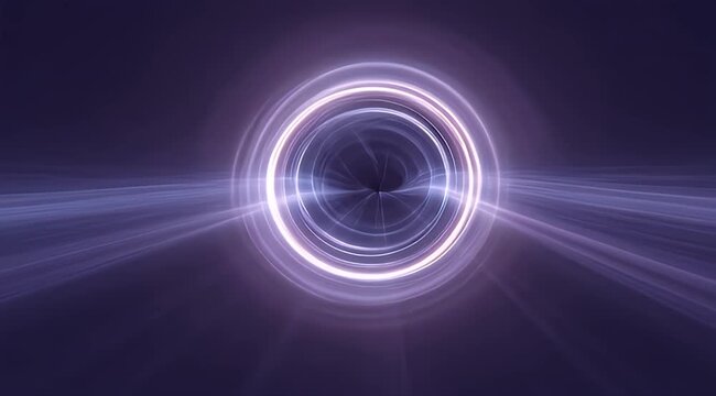 Dark void with glowing blue rings and light trails, an abstract, futuristic energy field