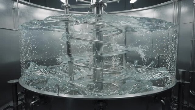 Pilotscale reactor scene capturing the medium shot of polymer bead formation in suspension polymerization emphasizing industrial scale and reactor agitation dynamics.