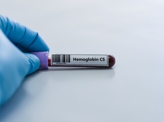 Obraz premium Blood sample tube for hemoglobin CS test analysis.