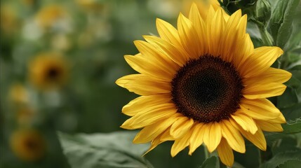 Naklejka premium Vibrant Sunflower Bloom Bursting With Sunny Energy