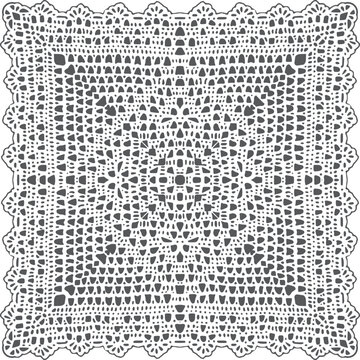 Intricate crochet doily pattern with floral motifs and lace border