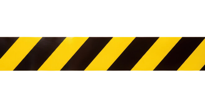 Diagonal Black and Yellow Warning Stripes on Dark Background, Png Isolated On White, Transparent Background