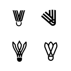 Fototapeta premium Minimalist Badminton Shuttlecock Icon Set. Vector Collection of Stylized Sport Symbols