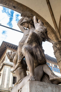 Rape of Polyxena statue by Pio Fedi in Loggia dei Lanzi, Piazza della Signoria, Florence, Tuscany, Italy