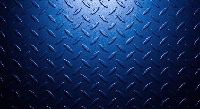Blue industrial diamond plate metal texture background