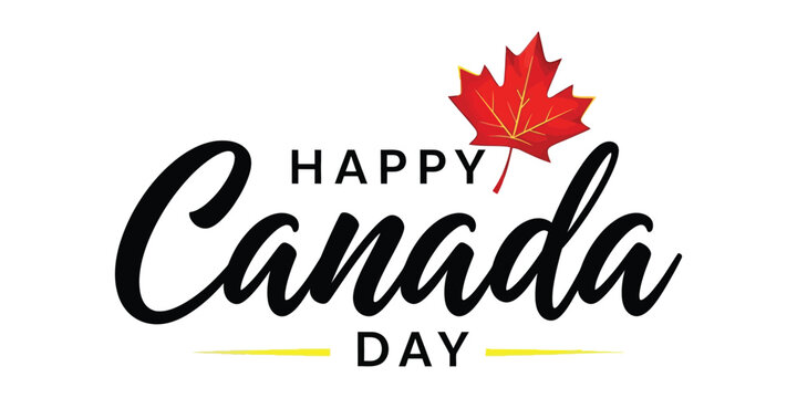 Happy canada day celebration with maple leaf