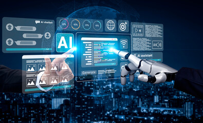 Fototapeta premium AI integrating chatbot interaction and automated code generation to enhance productivity and streamline software development processes Parse