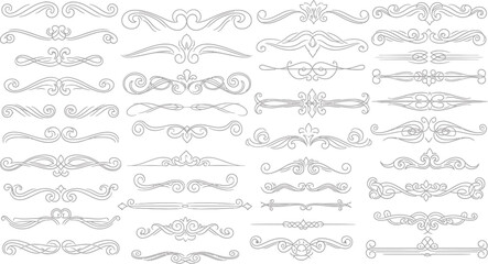 Fototapeta premium Elegant Decorative Flourishes and Dividers Vector Set for Vintage Design Elements