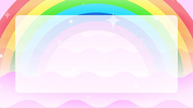 キラキラした背景に雲をイメージした波模様の中に虹がかかる抽象背景モーションアニメーション