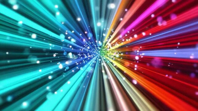 A vibrant burst of light emanating from a central point, a kaleidoscope of colors