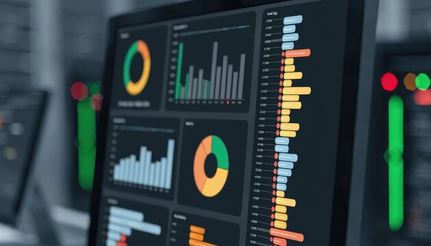 Focused medium view of an audit log within a compliance monitoring dashboard clear timestamp and entry details with peripheral screen areas out of focus.