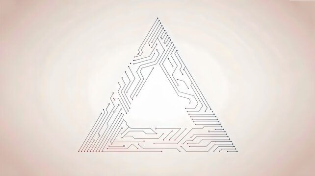 Glowing silver circuit board triangle &ndash; Great for engineering, electronics, or digital transformation.