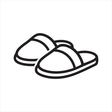 Slippers Outline Icon Cozy Home Footwear Illustration On White Background 