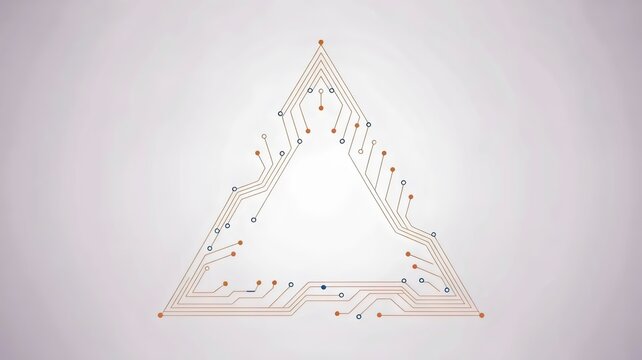 Copper and blue circuit line triangle &ndash; Suitable for data flow, precise geometry, or modern tech strategy.