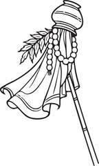 Fototapeta premium Traditional indian broom with decorative beads and leaves attached
