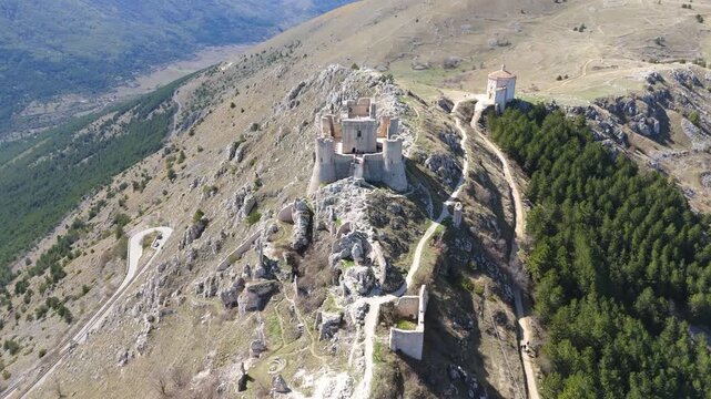 rocca di calascio, abruzzo, italy, aerial drone view