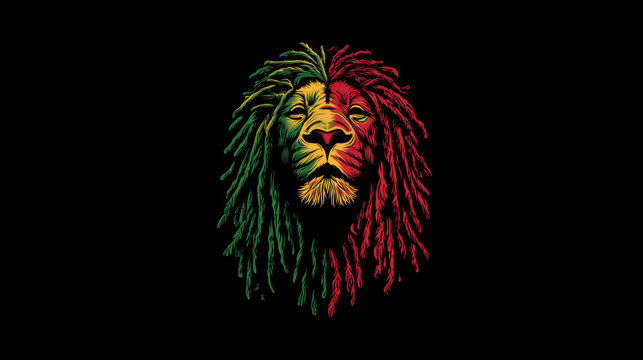 Colorful lion on dark bg