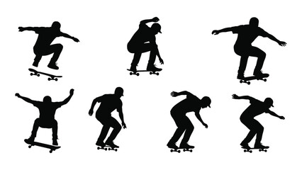A group of people skateboarding in different poses © SILHUETTECHEMBER