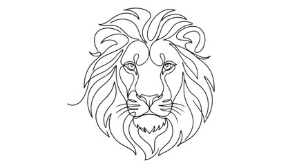 Obraz premium Elegant Continuous Line Art Lion Head Vector Illustration for Modern Branding, Logos, and Wildlife-Themed Design Projects
