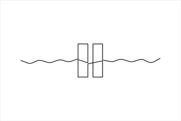 Fototapeta premium Pause button icon in continuous one line art drawing style. Line art of pause button vector illustration