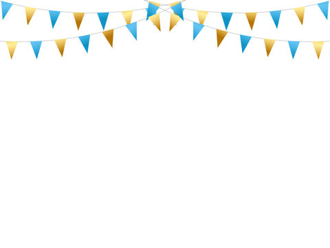 ガーランド三角ひも、曲線、m金5水色F6