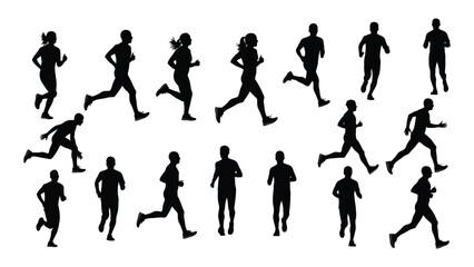 Fototapeta premium A group of people running in different poses