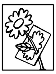 Fototapeta premium Edgy minimalist line art daisy with dark aesthetic vibes
