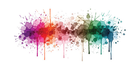 Fototapeta premium Vibrant multicolor paint splatter background with abstract watercolor effect vector illustration