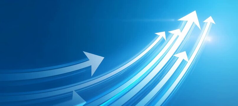 Fast increase arrow upward target. Generative video AI technology.	
