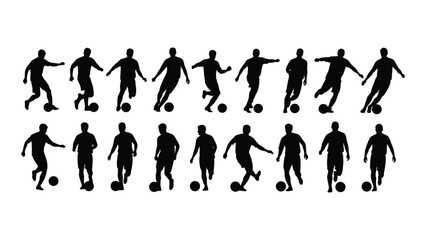 Fototapeta premium Silhouettes of soccer players in various poses