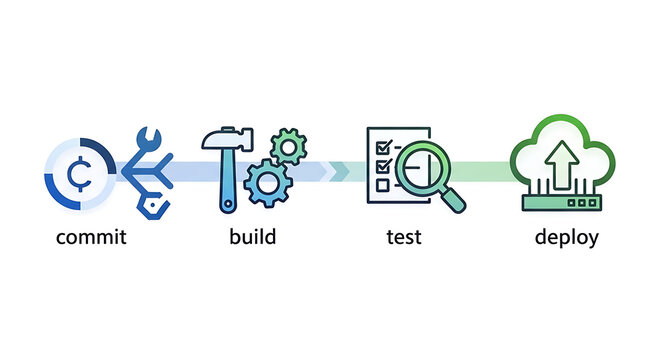 Devops pipeline process with commit build test deploy stages