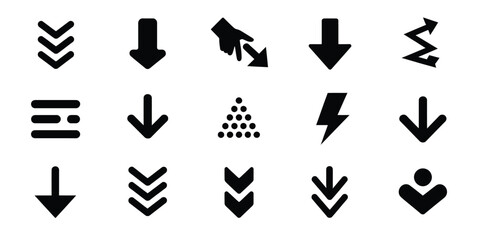 Swipe down arrow icon set for social media stories scroll down button symbol in vector design © Well Done