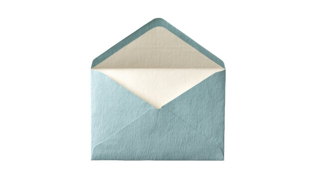 Isolated Open light blue textured envelope ready for an important message or invitation