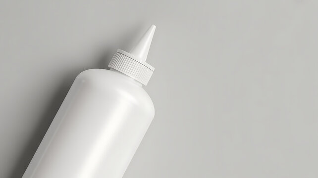 close-up of white glue bottle on gray background