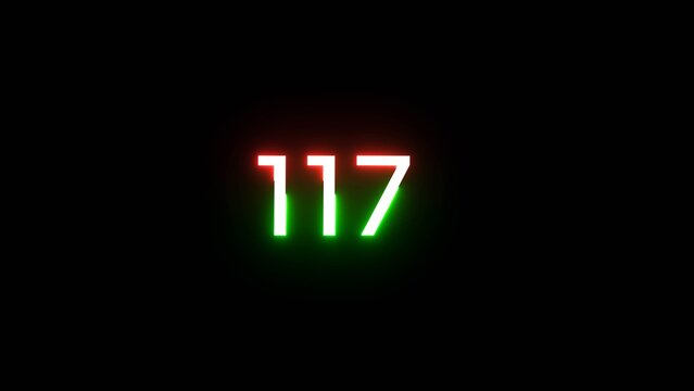 Glowing neon number. neon count number illustration on black background.