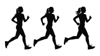 Fototapeta premium Three women running in different poses